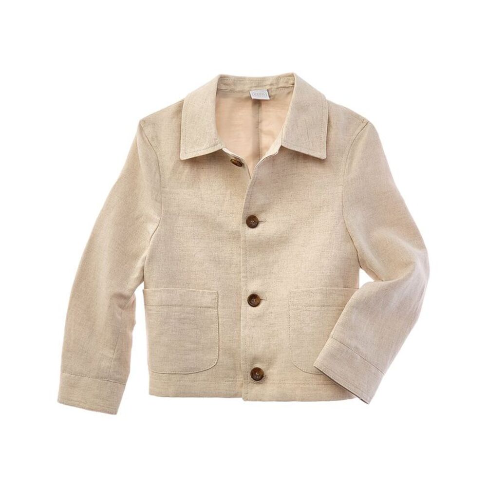 Pepa London Girls  Polo Collar Button Down Linen Jacket